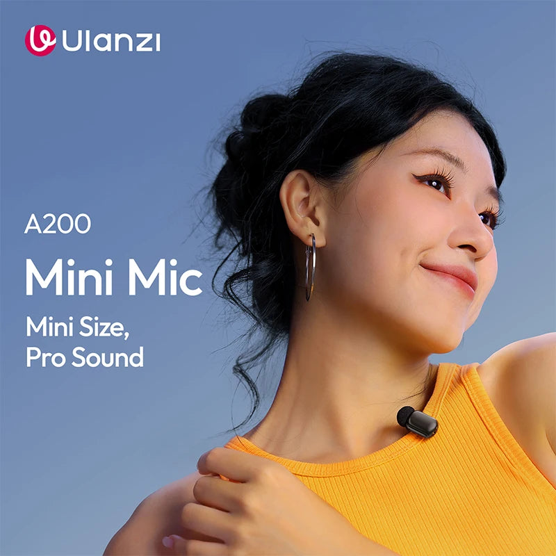 Ulanzi A200 Mini Mic 48kHz/24bit 100m Wireless Range SNR 75dB for Livestreaming Street Interviews Vlogging Wedding Videography