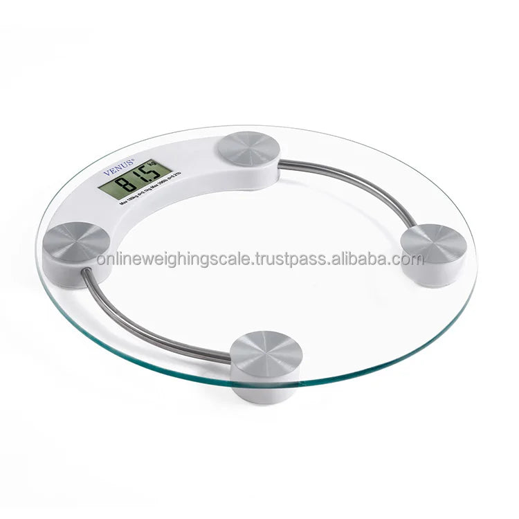 Transparent 180 kg Tempered Glass Body Eco-Friendly Durable Non-Slip Adjustable Bathroom Weighing Scale High Strain Gauge Sensor