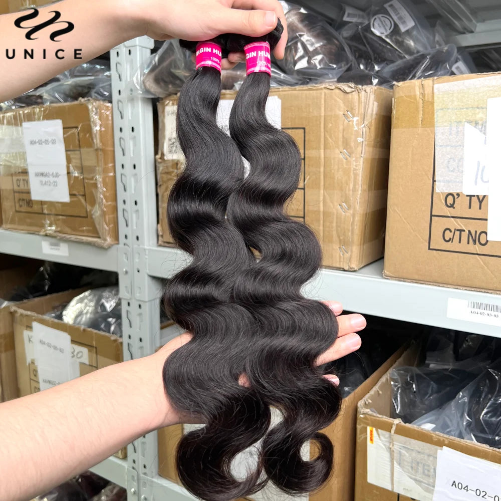 UNICE Hair Top Quality 100% Human Hair Bundles Wholesale Body Wave Bundles 100Gram Per Bundle 8-30Inch