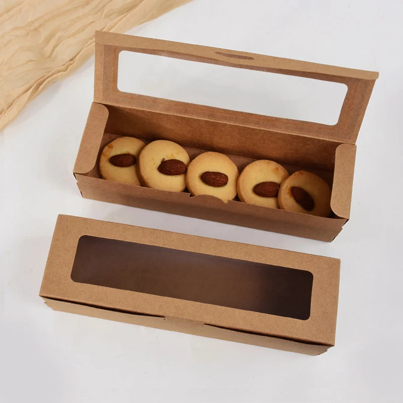 10-30Pcs Cookie Dessert Boxes Macaron Cake Bakery Box With Clear Window Wedding Birthday Party Favors Christmas Gift Packaging