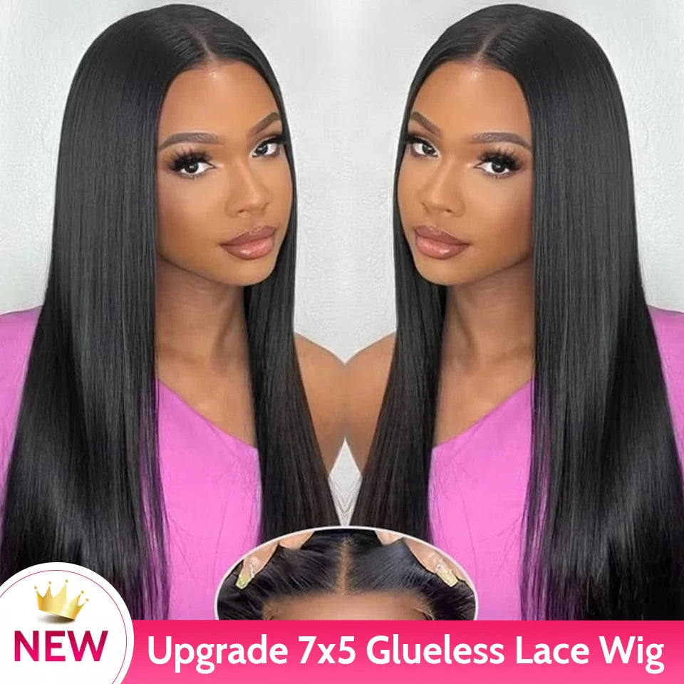 NEW IN 7x5 Wear And Go Glueless wigs human hair Pre Bleached Knots Straight HD Lace Front Wig Pre Cut Pre Plucked Glueless Wig