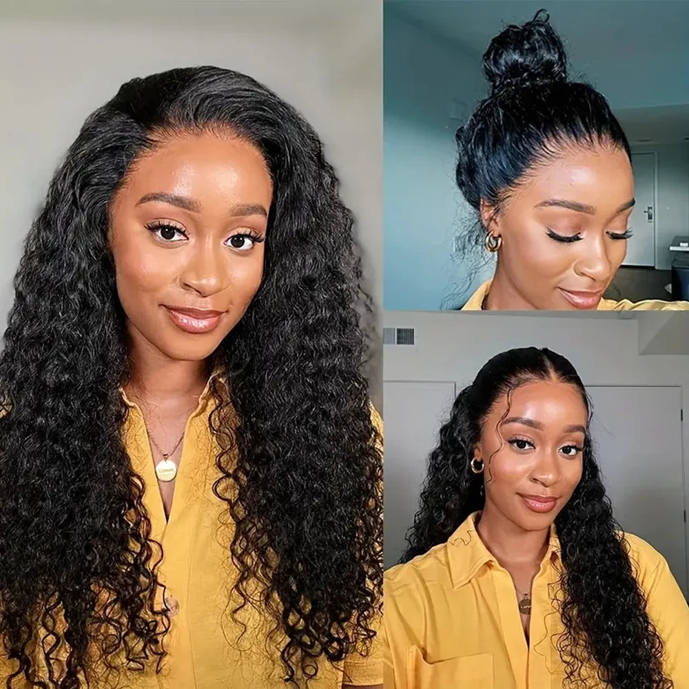 250 Density 360 Hd Lace Front Human Hair Wig Pre Plucked Invisible drawstring 360 Glueless Wig Deep Wave Frontal Wigs Human Hair