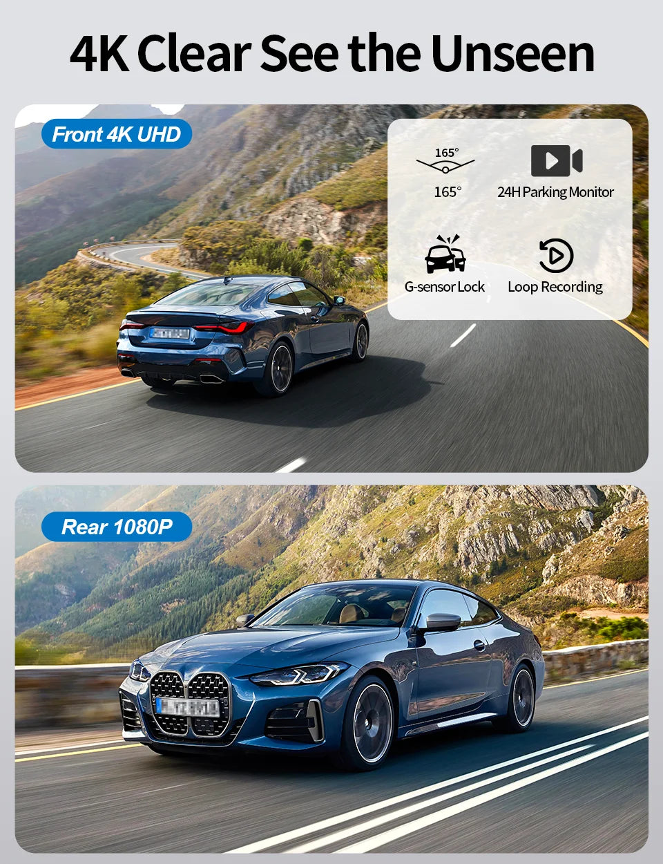 Imagebon H13 Pro 4K Camera ADAS Dash Cam 5s Power On 24h Parking Monitor Wireless Carplay & Android Auto GPS Navigation Car DVR