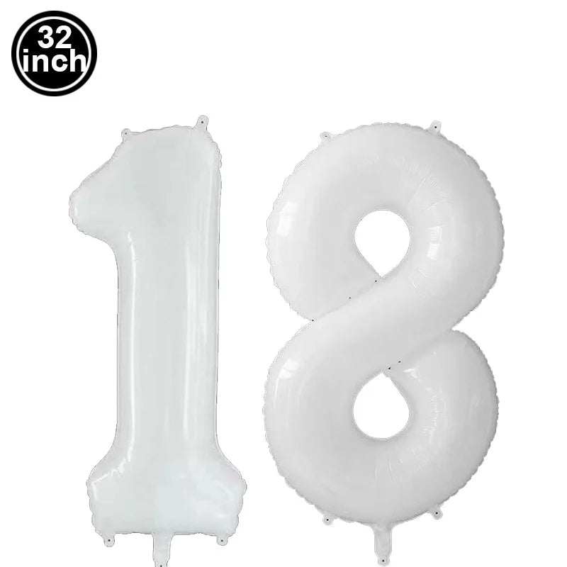 Number 18 Balloon 18 Digit Balloon Eighteen Figure Blue Green 18th Birthday Big Large Red Rose Golden Black Colorful 32inch Ball
