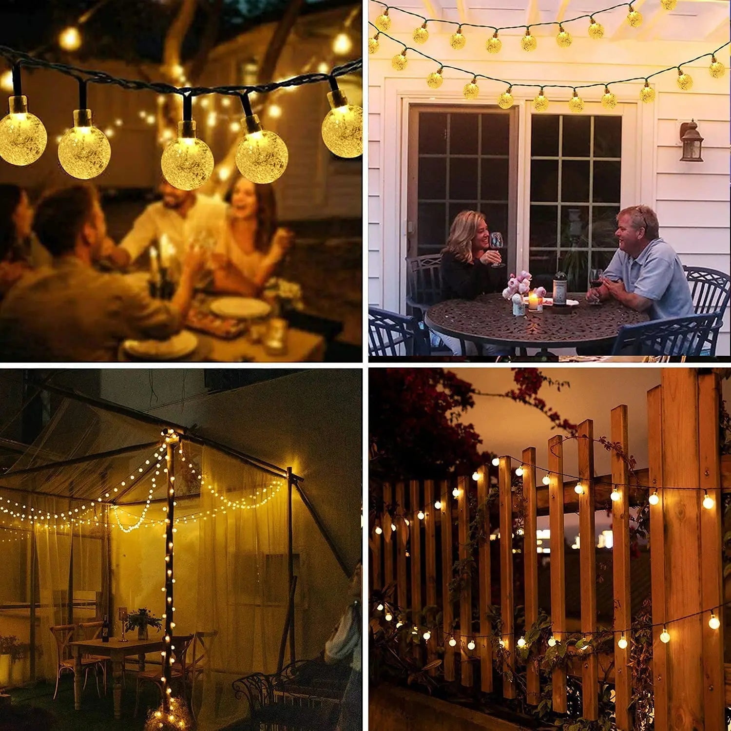 Solar Outdoor Crystal Ball Light String,100/200LEDs 8 Modes Waterproof Solar Fairy Lamp for Garden Courtyard Party Decoration