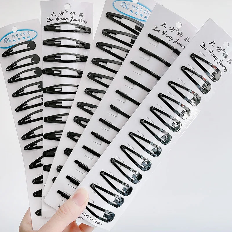 12Pcs/Set Black Barrettes BB Hair Clips Professional Hairpins Hair Accessories For Women Girls Styling Tool Headdress 5-8cm