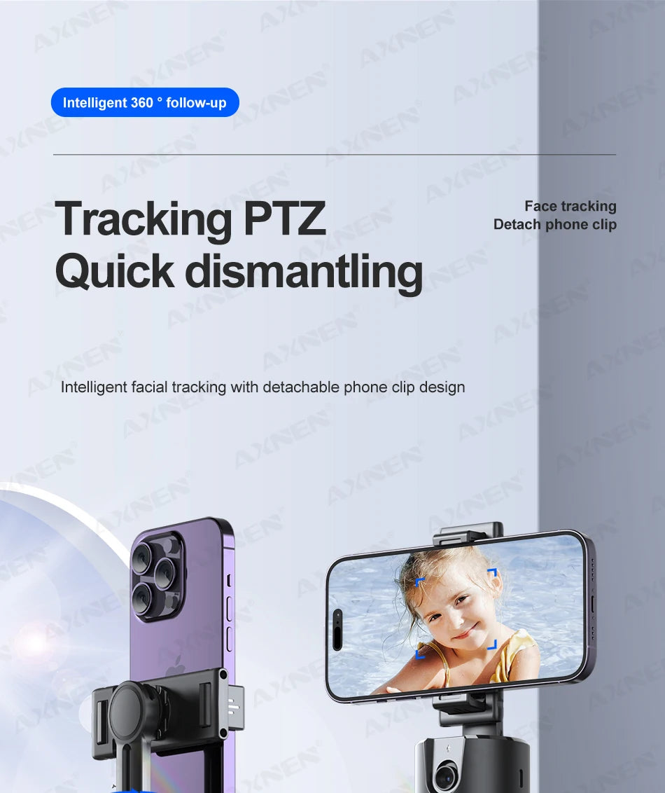 P02 Auto Face Tracking Stand 360° Rotation Phone Holder Desktop Following Gimbal Stabilizer for Smartphone Live Vlogging Video