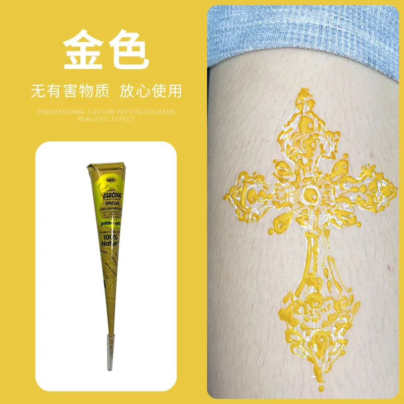 25g Indian Henna Dark Red Tattoo Paste Temporary Henna Cones For Tattoo Body Art Sticker Special Body Art Paint Henna
