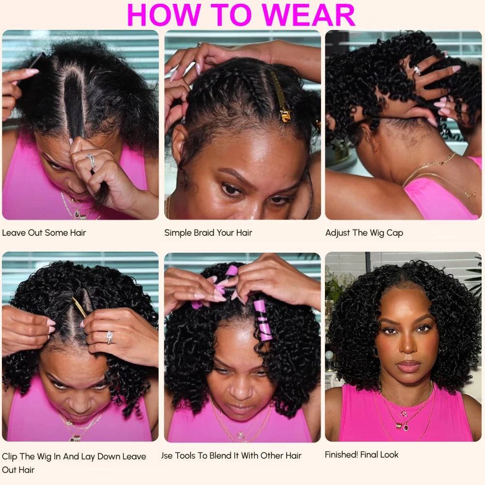 UNice Hair Upgraded Body Wave V Part Wig With Elastic Drawstring 100% Human Hair Upart Wig Minimal Leave Out
