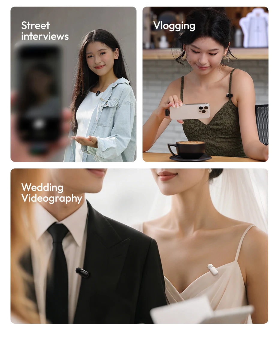 Ulanzi A200 Mini Mic 48kHz/24bit 100m SNR 75dB for Smartphone Camera Livestreaming Street Interview Vlogging Wedding Videography