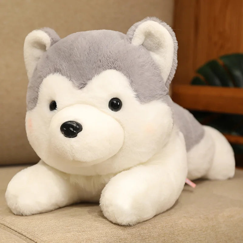 30/40CM Cute Husky Dog Plush Toy Stuffed Animal Soft Kawaii Lying Brown Pet Puppy Pillow Doll Toys for Xmas Gift