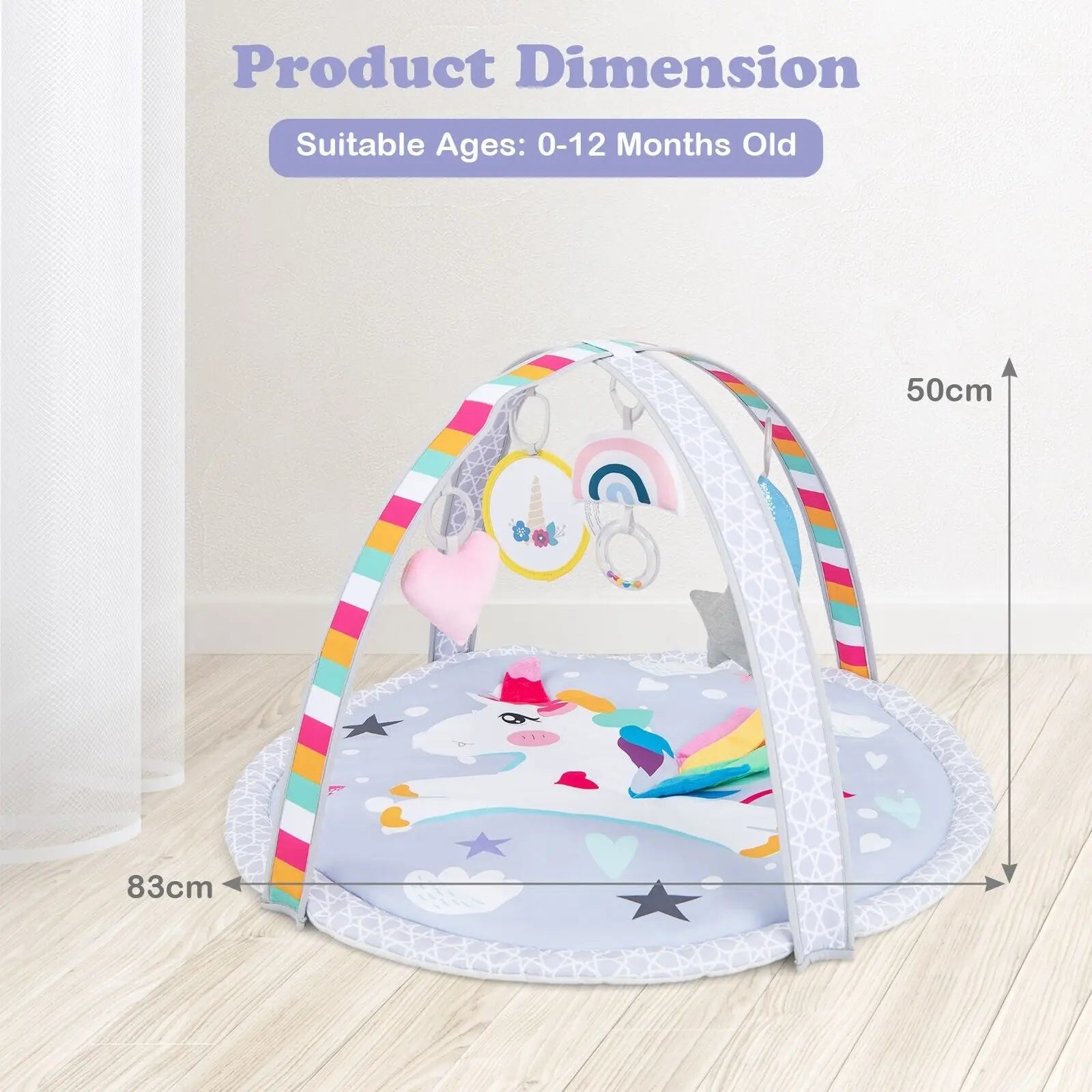 DORTALA Baby Play Mat 7-in-1 Tummy Time Infant Toddler Activit Mat w/ 5 Detachable Toys