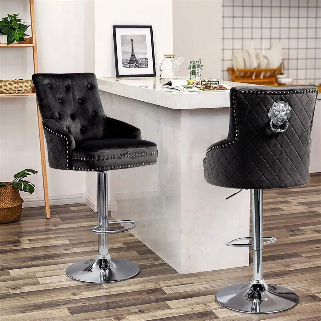 Luxury Bar Stool Dining Chairs Swivel Bar Stools Velvet Upholstered Lion Knocker for Home,Bar Table
