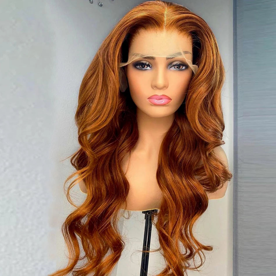 NEW 13x6 Ginger Blonde Colored Human Hair Lace Front Wigs 180% HD Lace Frontal Wigs Body Wave Honey Blonde Color Human Hair Wigs