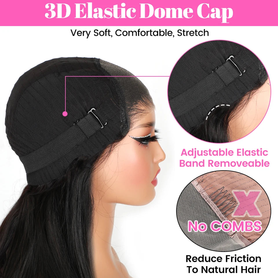 ISEE Hair Glueless Wigs Human Hair Ready To Wear Straight Glueless Preplucked Wear And Go Wigs 7x5HD Lace Front Wigs PreCut Lace