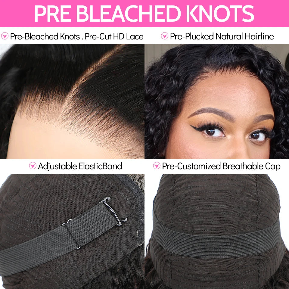 Wear Go ISEE HAIR Wig Mongolian Water Wave 6x4 HD Glueless Pre Plucked Human Wigs Ready To Go Pre Cut Lace Pre Bleached Knots
