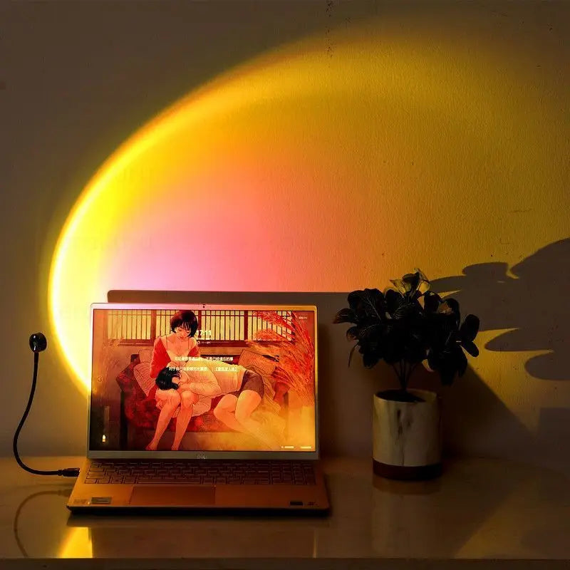 Keroro USB Sunset Light Lamp Self Photography Light LED Rainbow Neon Night Light Projector Photography Wall Atmosphere Light