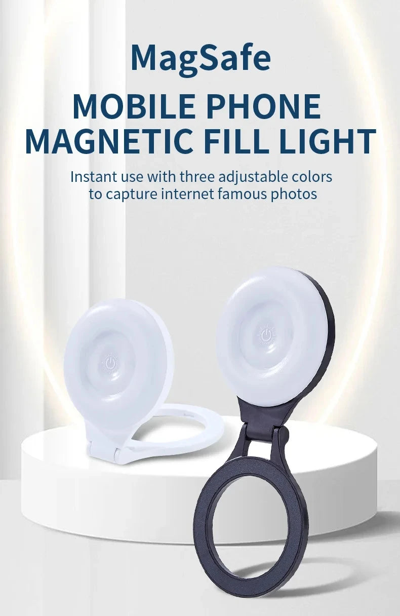 Portable Magnetic Mobile Phone Selfie Fill Light, Rechargeable Phone Selfie Light for Selfies/Photography/TikTok/live streaming