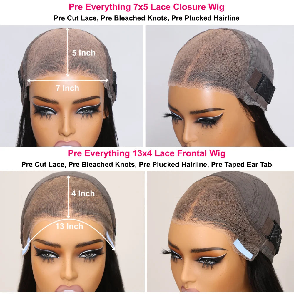 UNice Hair Yaki Straight Bob Wig Pre Everything 7x5 13x4 Lace Front Wig Human Hair Pre Bleached Pre Cut Wear Go Glueless Wigs