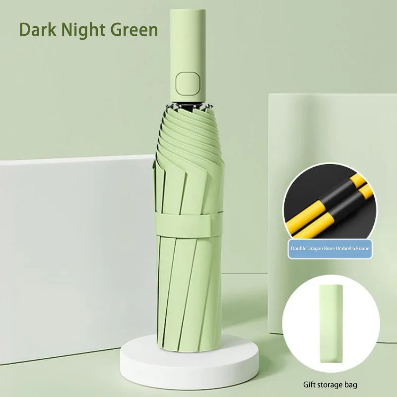 Automatic Umbrella 24 Bone Solid Color Automatic Umbrella Light Collapsible Large Size Outdoor Sunshade Uv Protection New