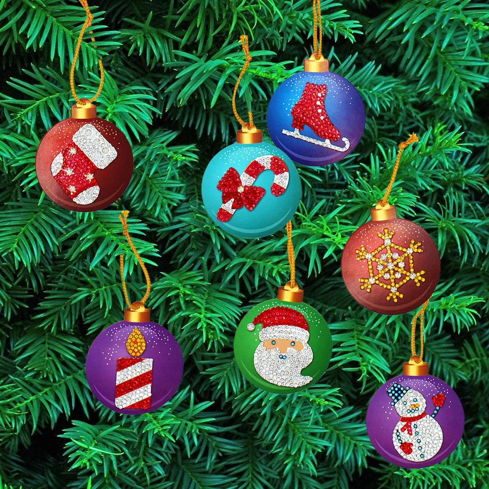 10pcs Christmas Diamond Key Chain Kits Exquisite 5D DIY Single Sided Diamond Art Keychain Colourful for Christmas Decor