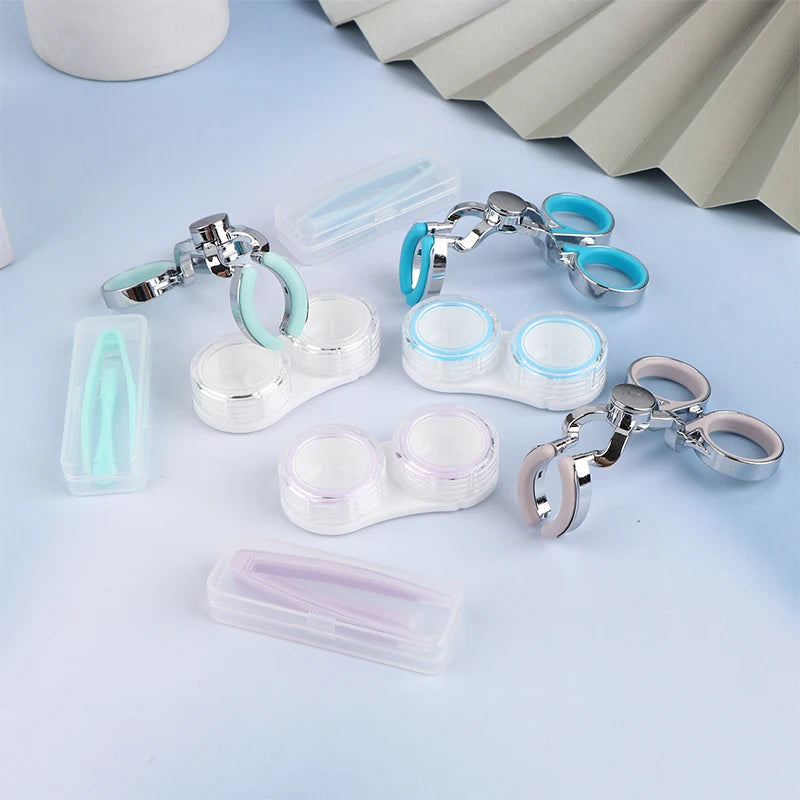 6Pcs/Set Contact Lens Wearing Tool Kit Tweezers Suction Stick Lenses Storage Soaking Box Integrated Clamp And Bucket