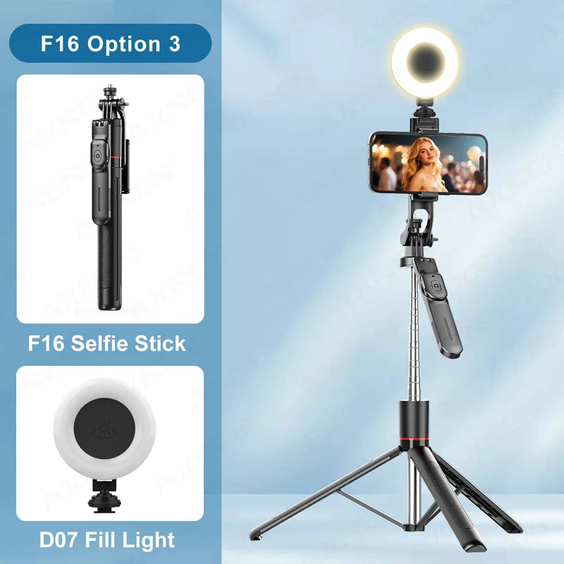 AXNEN New 1.7M Wireless Selfie Stick Tripod Foldable Stand For Gopro Action Camera Smartphones Balance Steady Shooting Live Vlog