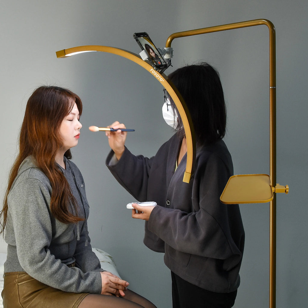 Fosoto Multifunctional Half Moon Lamp Video Ring Lash Light For Beauty Facials Salon Tatoo Live Stream Photography Photo TikTok