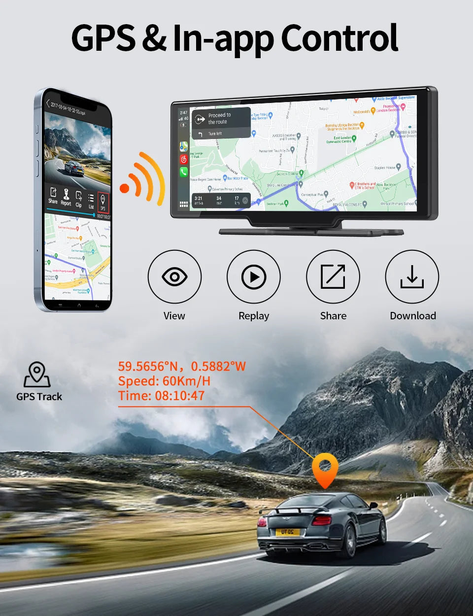 Imagebon H13 Pro 4K Camera ADAS Dash Cam 5s Power On 24h Parking Monitor Wireless Carplay & Android Auto GPS Navigation Car DVR