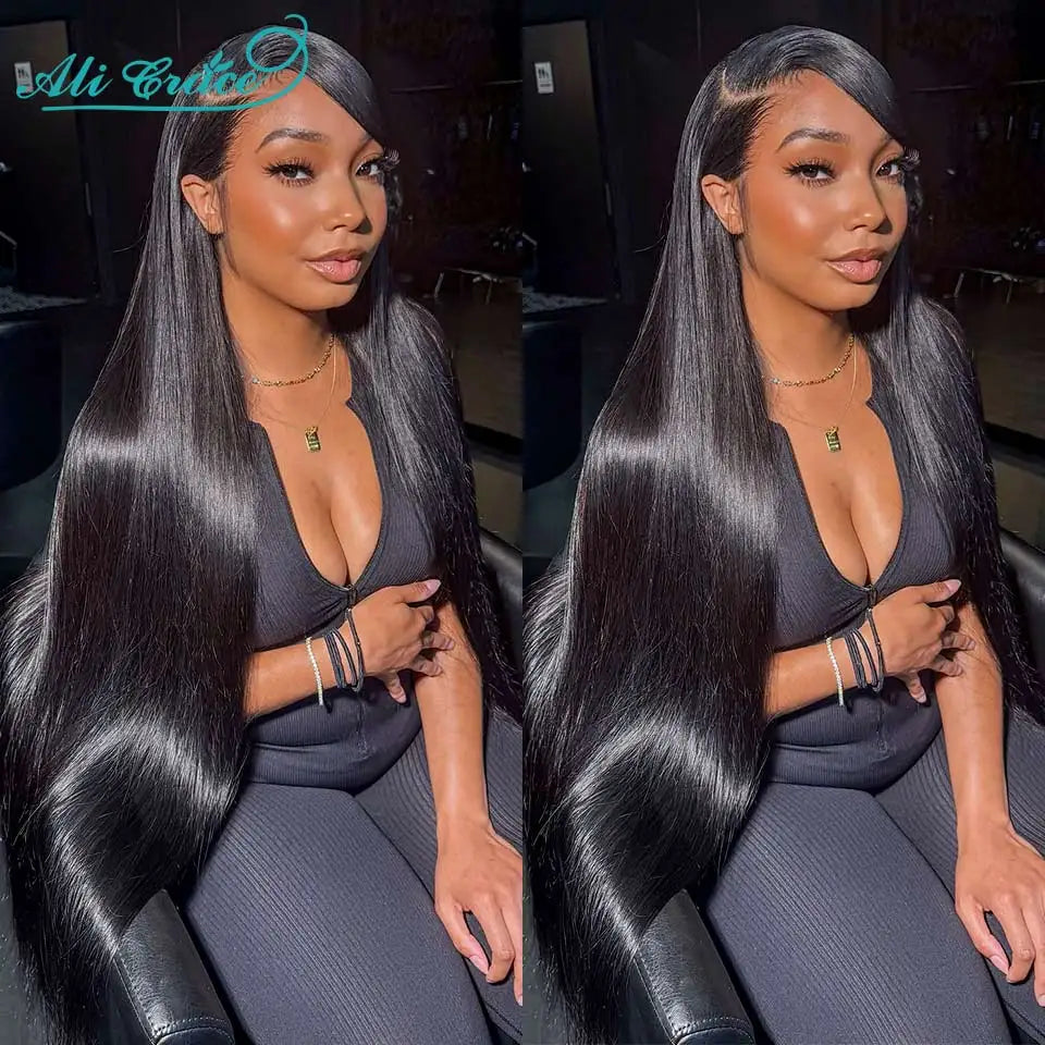 Ali Grace Straight Human Hair Wigs Bleached Knots 13x4 Lace Front Wig Brazilian Straight Hair Pre-plucked Hairline For Women