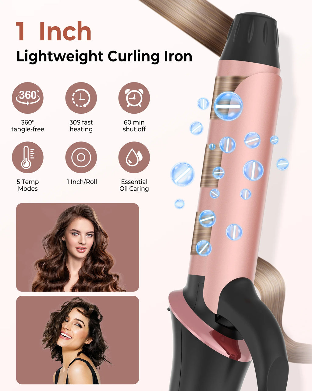 Ceramic Mini Hair Curler 25mm Travel Curling Iron Dual Voltage Curling Wand Small Hair iron Styler Curly Hair Products