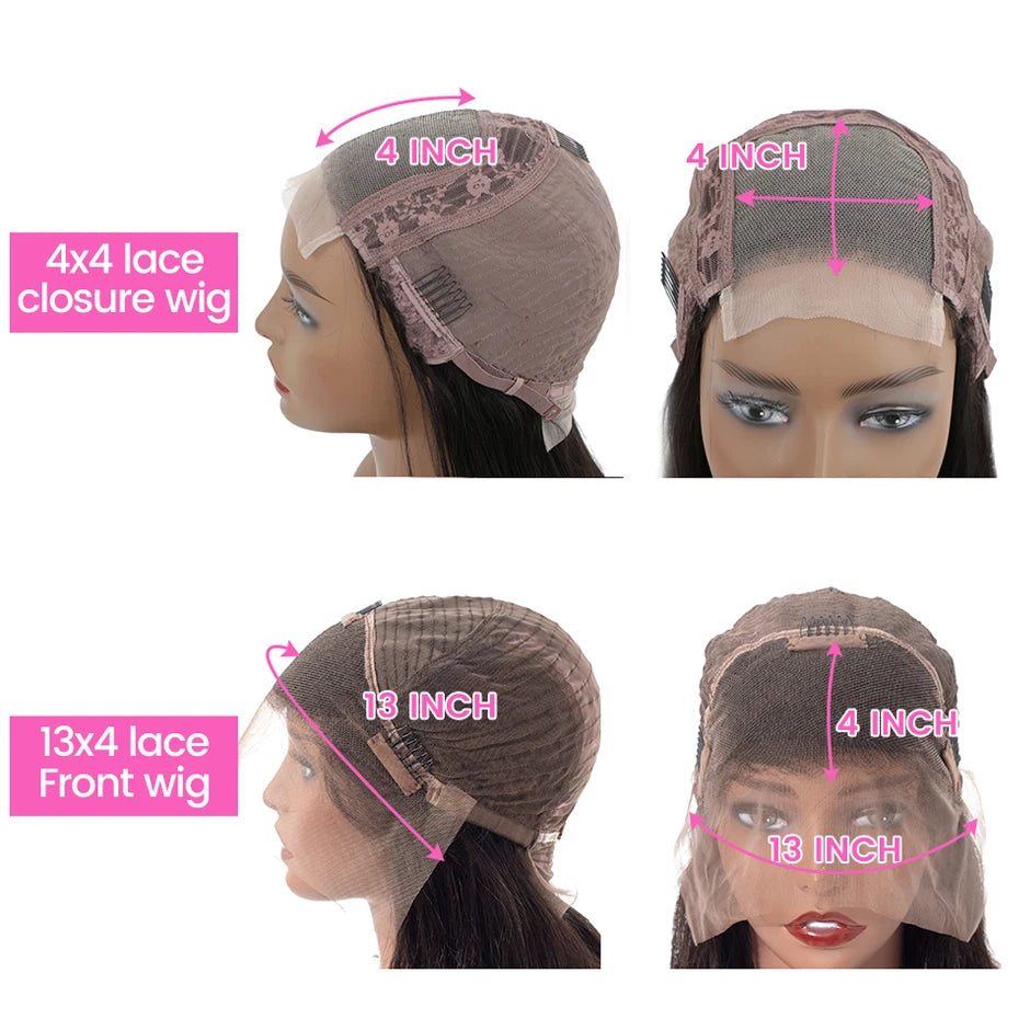 ISEE Hair Malaysian Straight Short Bob 13x4 Lace Frontal Wig Pre Bleached Knots Bone Straight 4x4 Lace Closure Human Hair Wigs