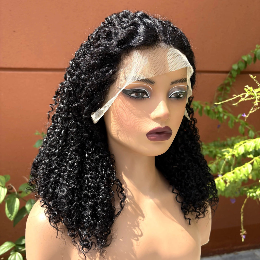 Premium 350% Density Kinky Curly Human Hair Wig - 13x4 Lace Front Bob Wig for Women