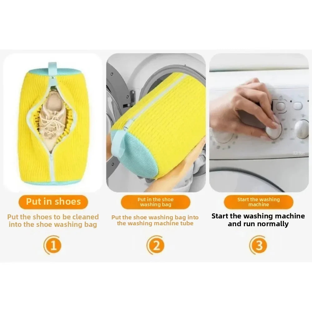 2/1PCS Shoe Washing Bag Washing Machine Laundry Bags with Zipper Closure Shoes Cleaning Bags Shoes Laundry Fluffy Fibers Sneaker