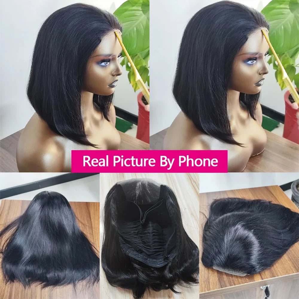 Premium Glueless Human Hair Wig 4x4 HD Lace Bob 12 Inch - Brazilian Straight Remy Hair