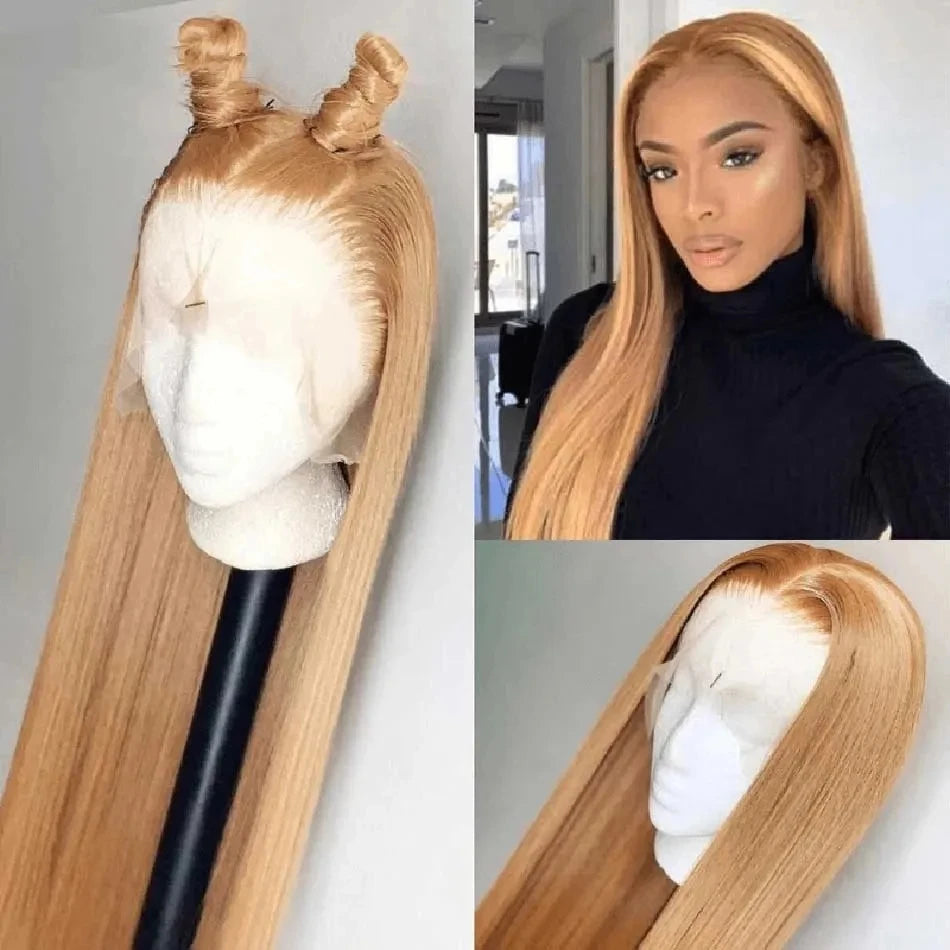 13x6 HD Lace Front Wig - Malaysian Straight Human Hair - Honey Blonde 180% Density