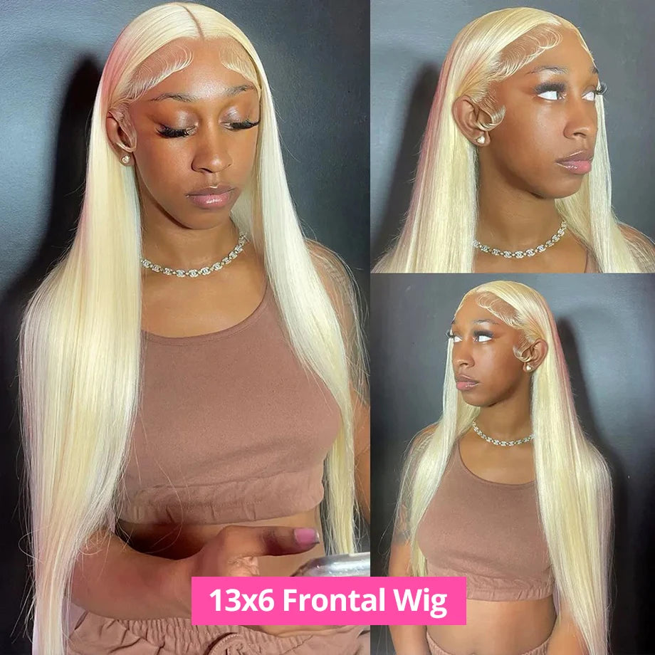 30 Inch 613 Honey Blonde Lace Front Wig - 13x6 HD Lace Brazilian Straight Human Hair Wig 180% Density