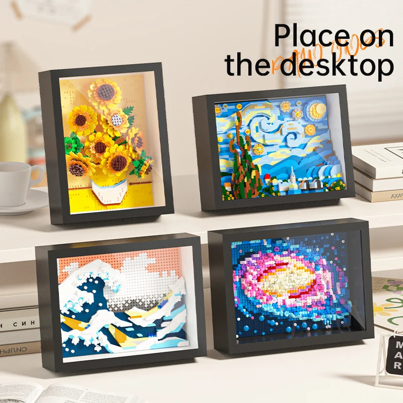 Creative World-famous Art Painting sunflower Van Gogh The Starry Night Galaxy Kanagawa Building Block,Christmas Birthday Gifts