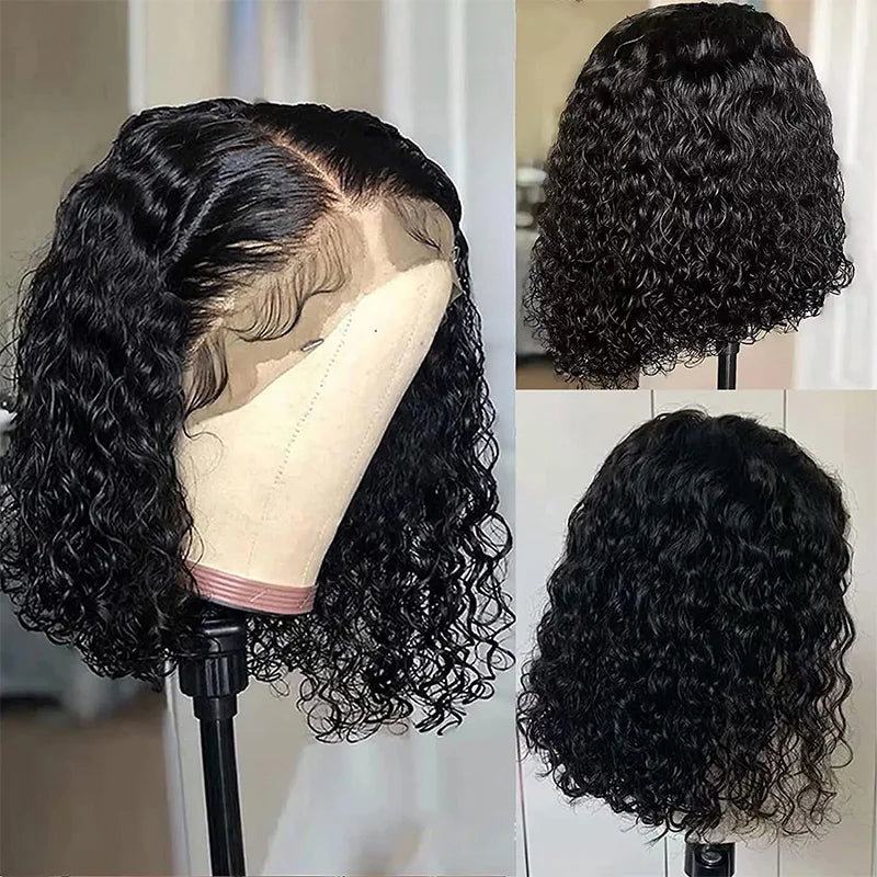 Deep Wave Short Bob Wig 13x4 Lace Front - 180% Density Brazilian Virgin Human Hair