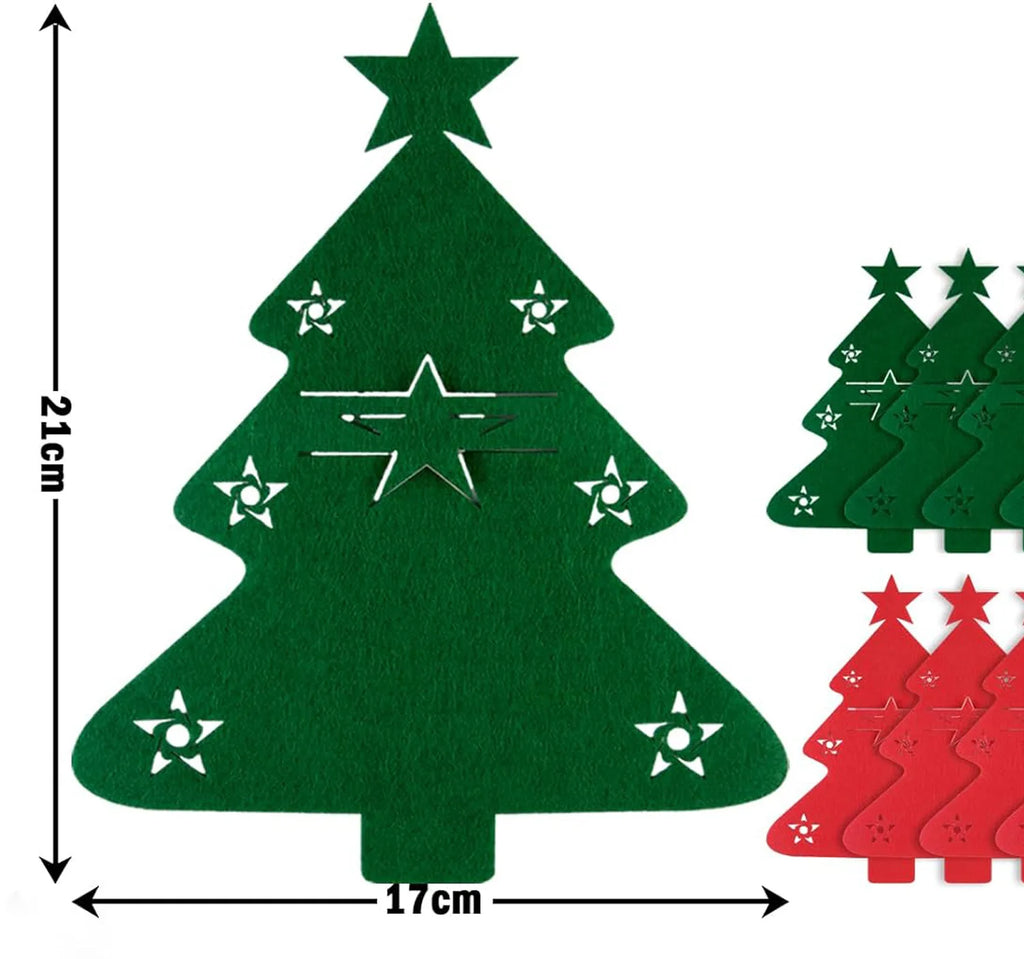 New 10-1PC Christmas Tree Cutlery Knife Fork Covers Table Decor Xmas Tableware Pocket Holder Bag New Year Xmas Party Decor Gifts