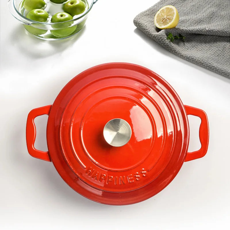 23cm Enameled Cast Iron Dutch Oven 2 Quart Heavy Soup Pot Casserole Dish For Bread Baking And Stew Kitchen Nonstick Braised Pot