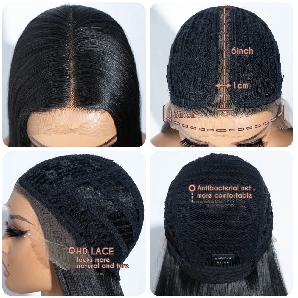 Premium 38 Inch Synthetic Lace Front Wig - Long Straight Heat Resistant Hair for Women