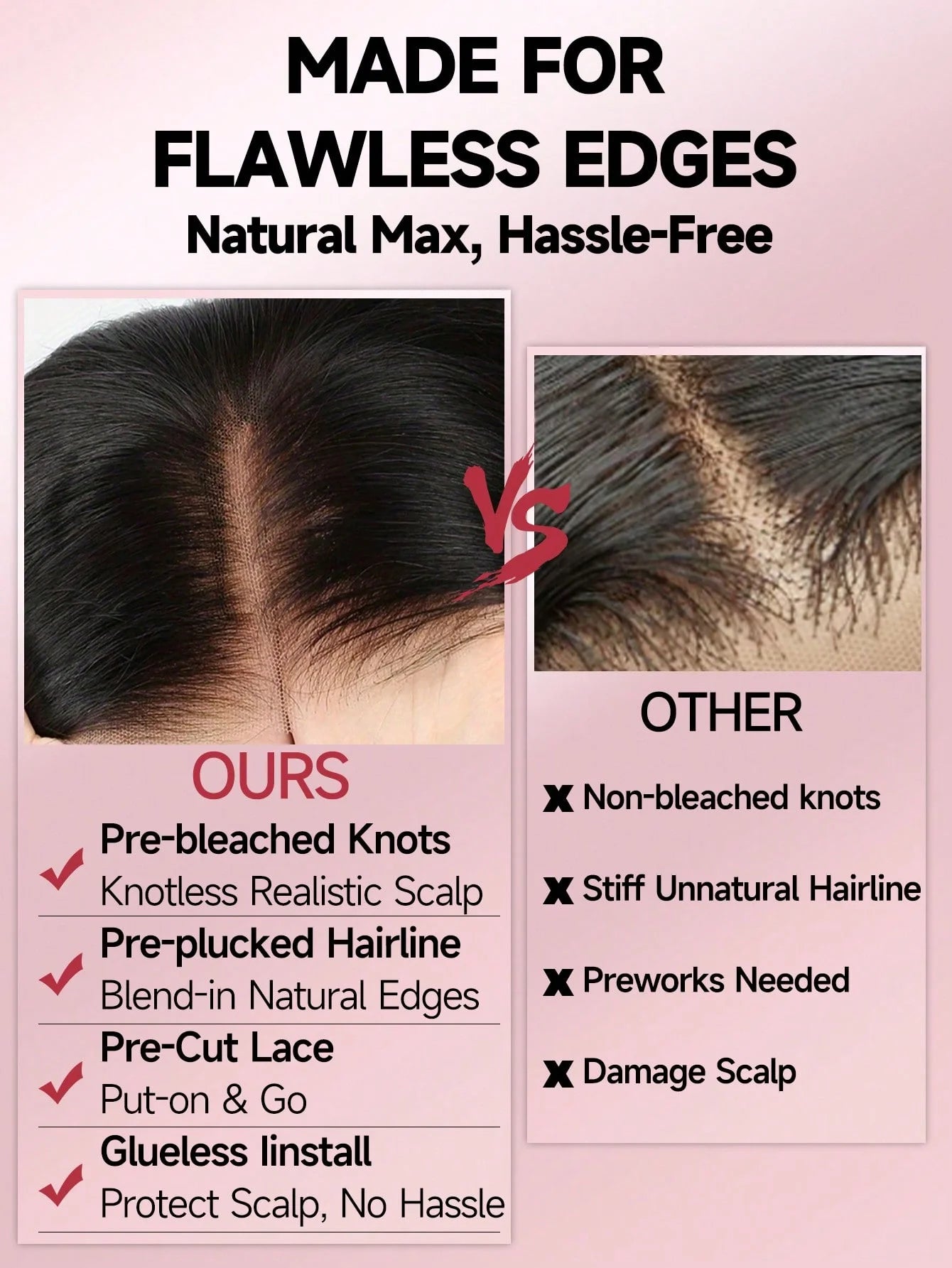 Wear and Go Glueless Wigs Human Hair PrePlucked Pre Cut 7x5 Straight Lace Closure Wigs Ready to Wear Wigs For Women 180 Density