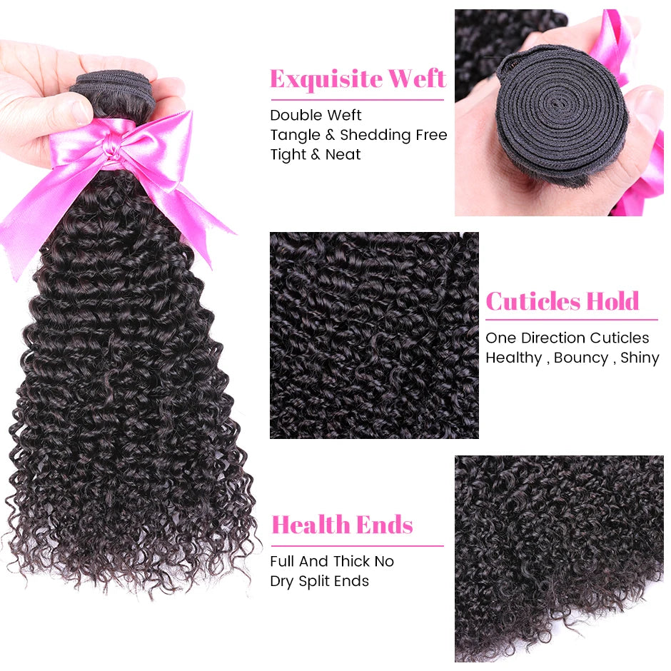 ISEE HAIR Mongolian Kinky Curly Hair Bundles 100% Human Hair Extensions Nature Color Buy 1/3/4 Bundles Thick Kinky Curly Bundles