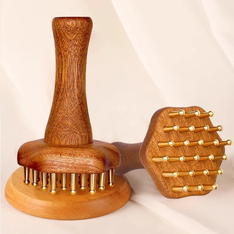Portable Brass Gua Sha Massage Tool Head Neck Leg Body Meridian Massager Lymphatic Muscle Relief Pain Deep Tissue Massage