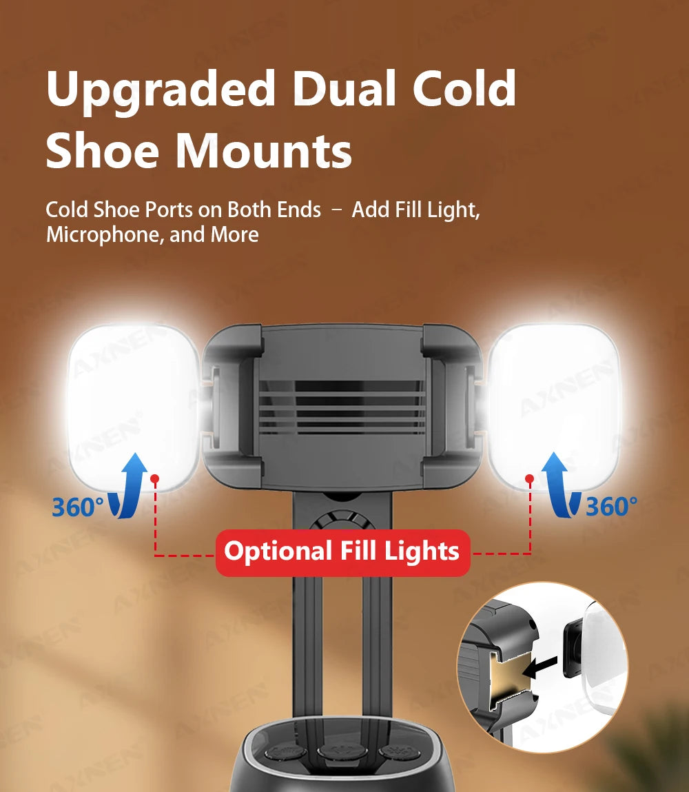 P05 AI Follow Gimbal 360 Rotation Face Tracking Stabilizer Filming Portable Desktop Cellphone Holder for Live/Photo