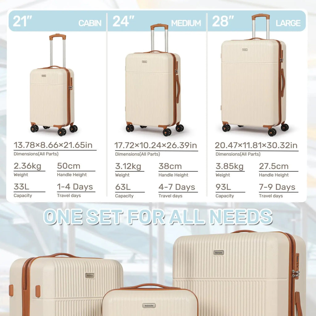 24/28 Inch Medium Suitcase ABS Hard Shell Lightweight Small Trolley Travel Cabin Luggage with 4 Double Spinner Wheels TSA Lock