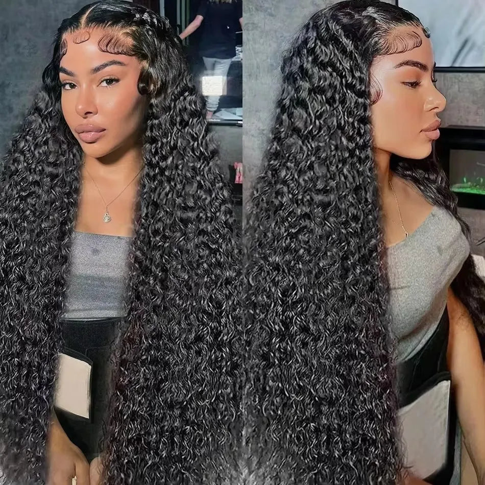 Black Color 13X4 HD Lace Frontal Synthetic Wig For Women Ponytails Deep Curly Preplucked With Baby Hair Cosplay Daily Drag Queen
