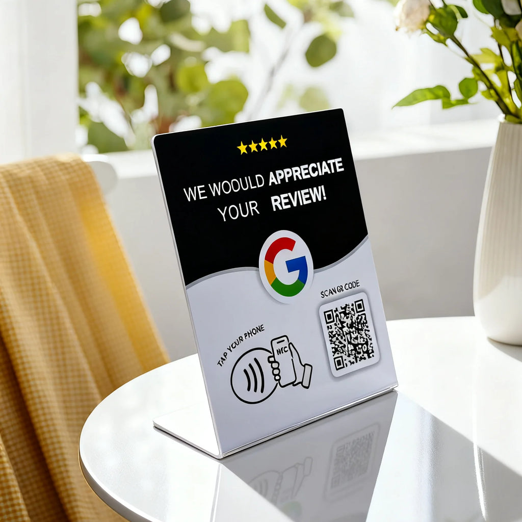 NFC215 Programmable for Google Review Card NFC Station Table 13.56Mhz QR code can be independently set to link Standing Card