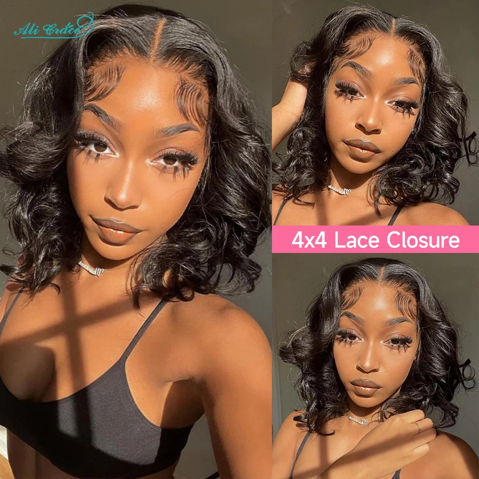 Ali Grace Body Wave Lace Closure Wig Brazilian Hair Bob 4x4 Closure Human Hair Wigs For Women Preplucked Short Bob Lace Wigs